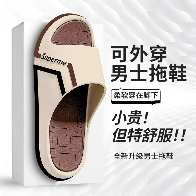 Feslishoet Women Letter Slippers Beach Slides Solid Color Mens Thick Sole Indoor Bathroom Anti Slip Shoes Summer Couple Sandals