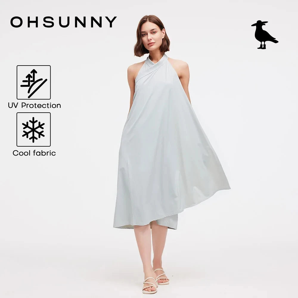 OhSunny One-Piece Beachy Sarong,Summer Multifunctional Bikini Cover Ups,UPF50+ Ice Feeling Long Skirts,Large Size 4 Ways to Wear