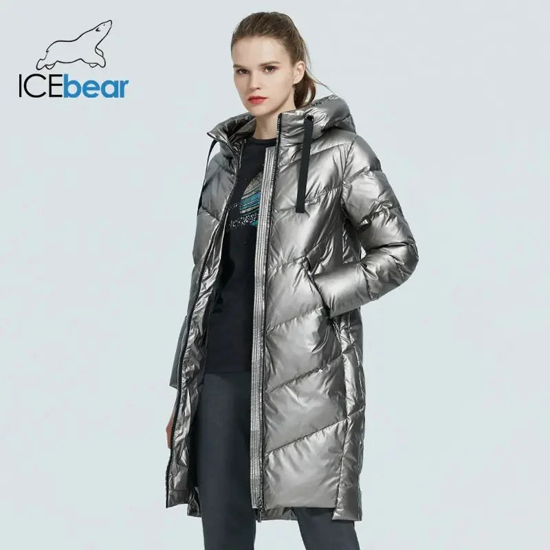 ICEbear 2023 new hooded winter women's  jacket fashion casual slim long warm cotton coat brand ladies parkas GWD20302D