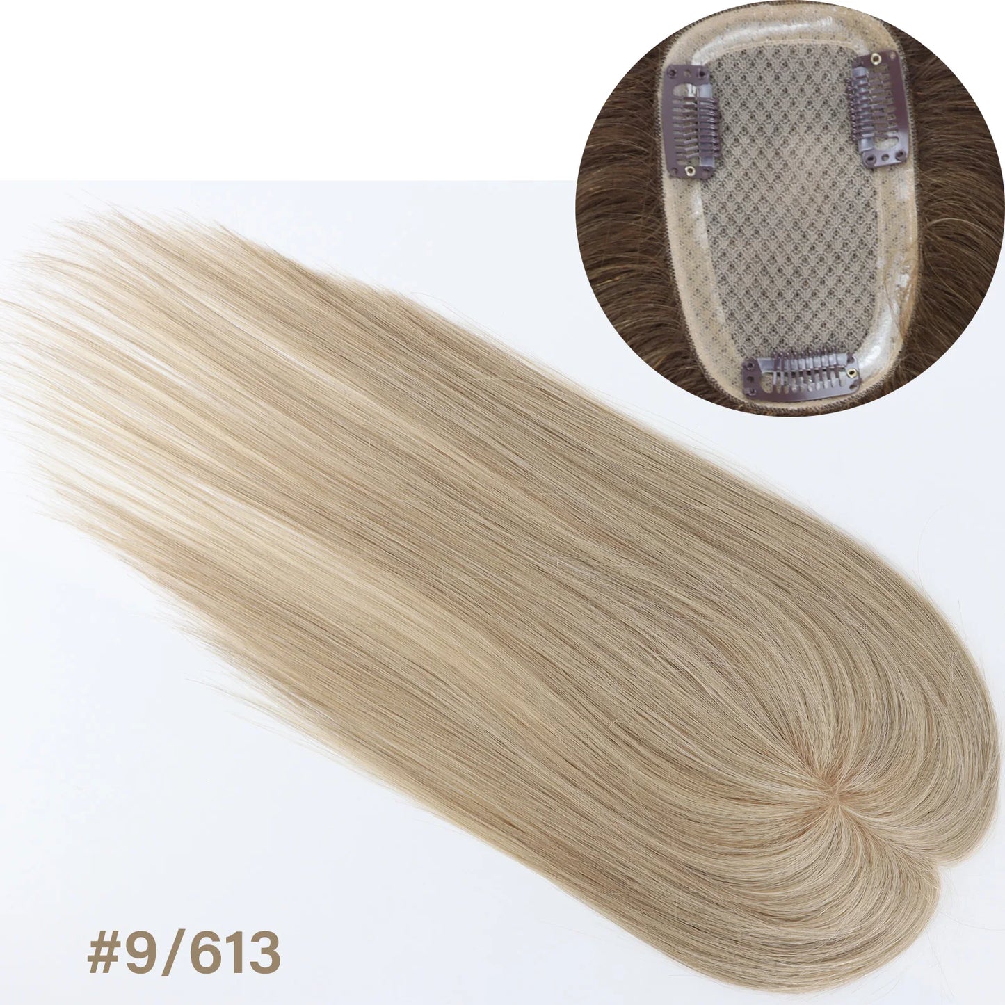 8x12cm Human Hair Topper Silk Top Remy European Hair Full Hand Made Silk Base Soft Breathable with Clips in Various Color Choice