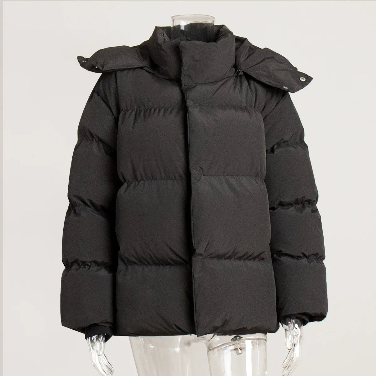 Winter Solid White Duck Down Thick Parka Coat Women Padded Jacket Female Warm Zipper Casual Hooded Pocket Cotton Outwears Jacket