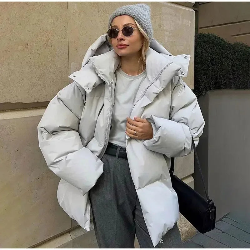 Zekye Winter Solid Color Jacket Zip-up Women's Lightweight Padded Bomber Jacket Long Sleeve Coats Ladies Coat Womens 2024