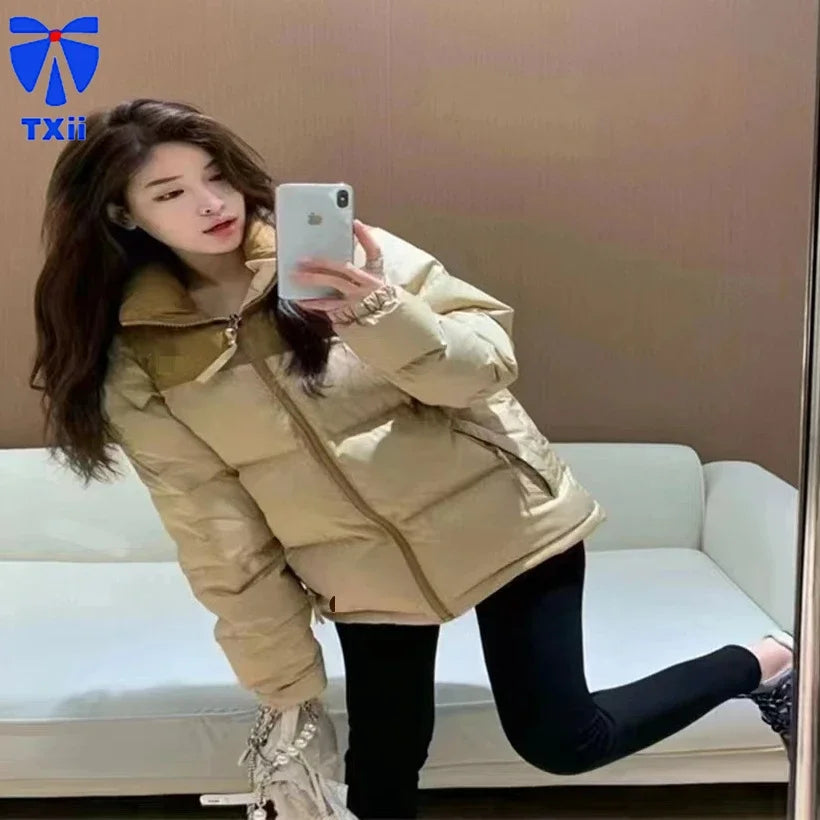 TXii New High Quality Face 1996  Down Jacket Winter Warmth And Windproof 700 Thick Color Matching  Goose Down Bread Jacket
