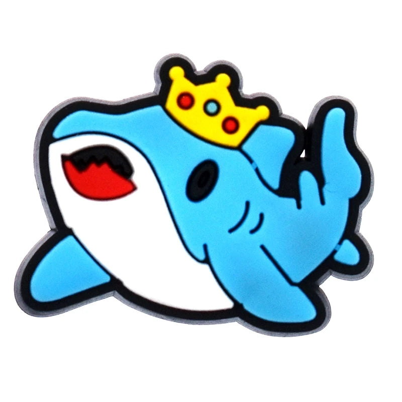 Lovely 1PCS Cartoon Shoe Charms Shark Icon Garden Shoe Accessories For Kids Party Gifts Boys Wristband Animal Button DIY
