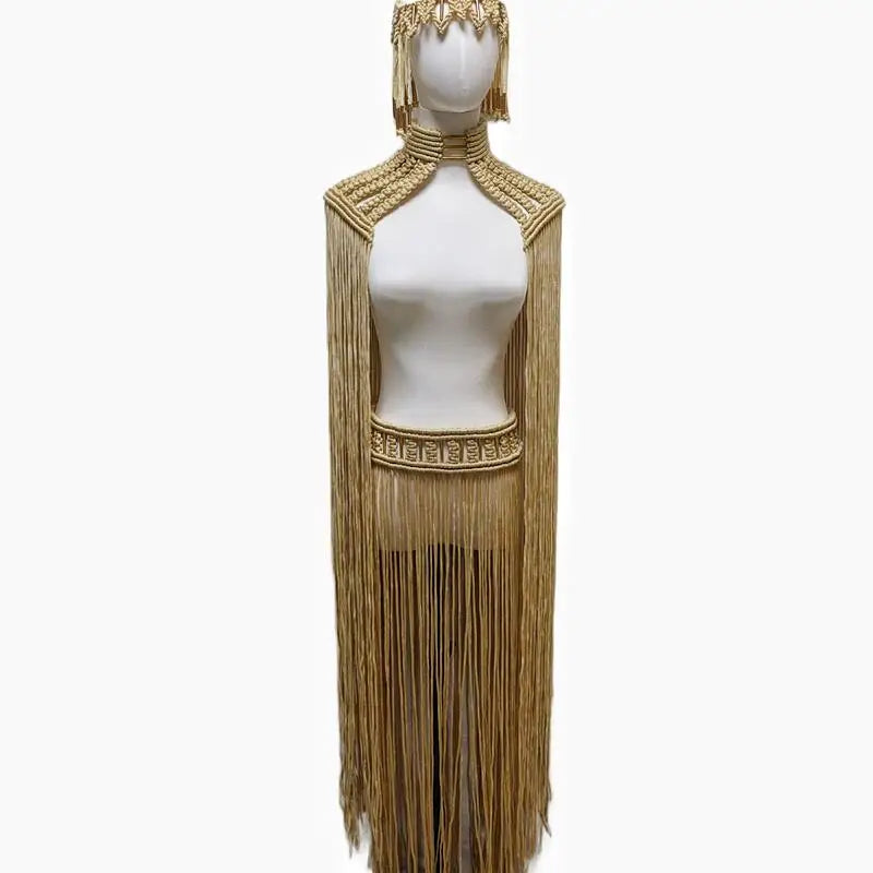 Tassel Hand Crochet Knitted Women Bikini Cover Ups 2023 Summer Holiday Beach Bathing Suit Sexy Hollow Out Skirts Matching Set