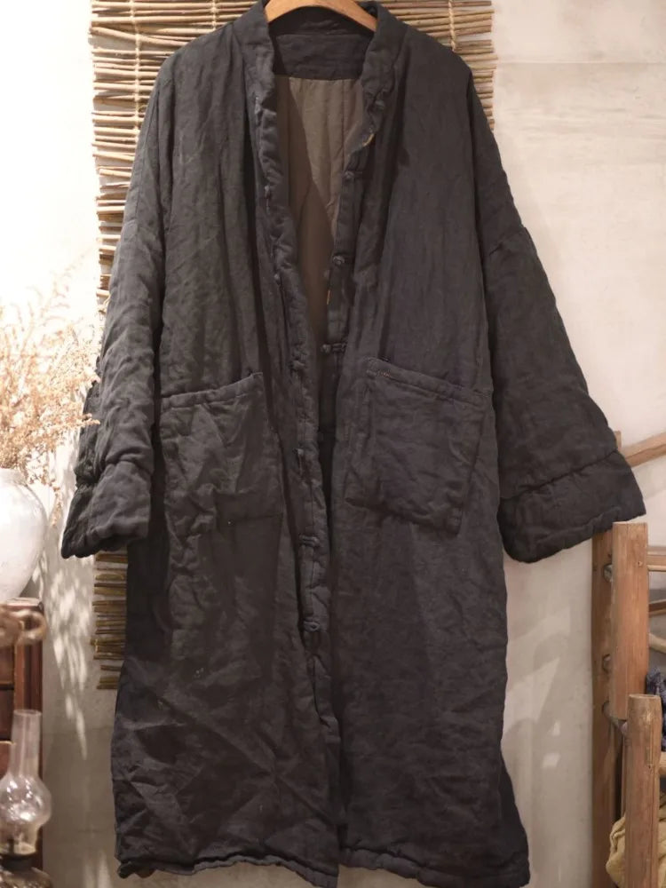 Women Winter Padded Long coat Parkas Ladies Vintage Topcoat Female 2024 Stand Collar Parkas