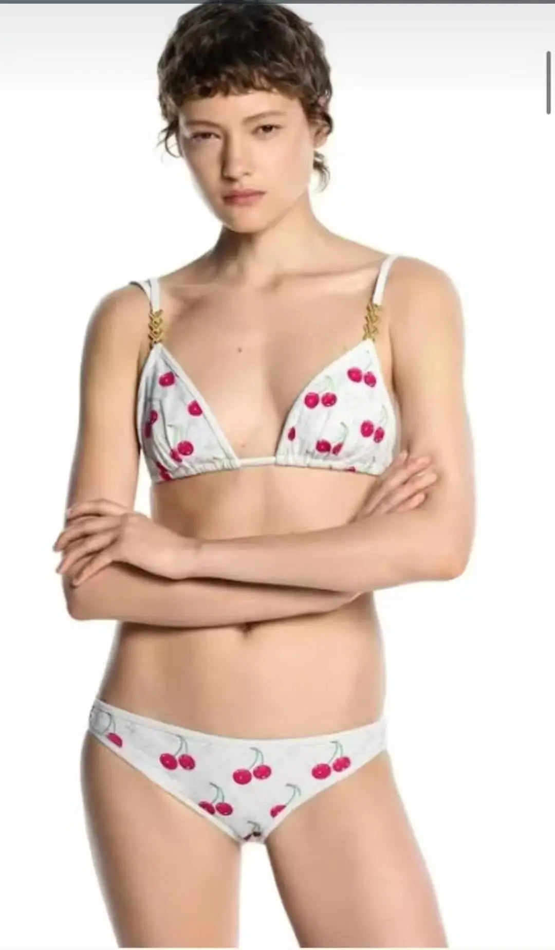 Designer bikini gathering hot spring print sexy split three-point style 2025 new Hot Girl vacation swimsuit for the beach