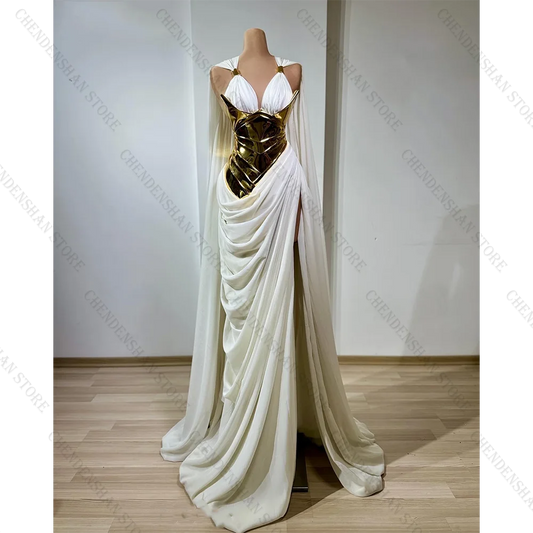 Chic Special Evening Dresses With Side Slit Sleeveless Party Dresses For Women Vestidos Para Mujer