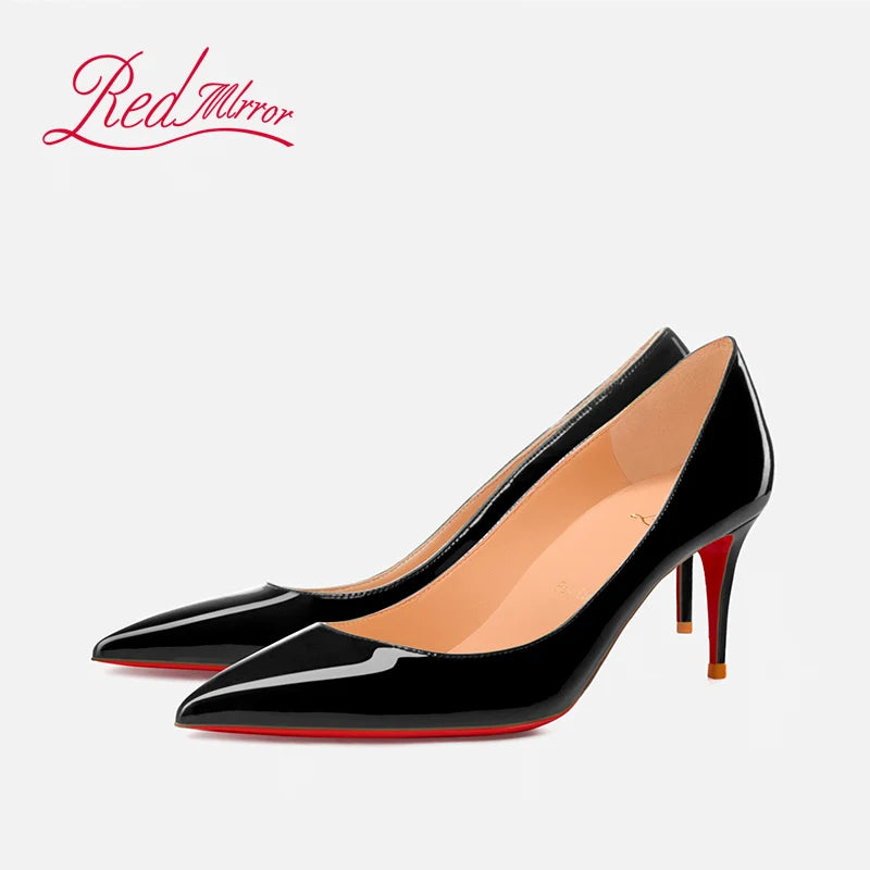 Black red soled high heels for women in 2024, new professional style versatile pointed shallow mouth sexy slim heel shoes