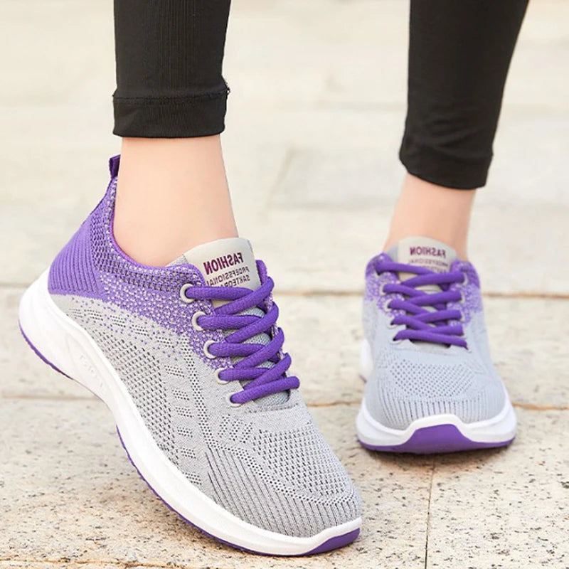 Tenis Feminino 2025 Women Vulcanized Shoes Air Mesh Light Soft Sneakers Female Flats Platform Lace Up Casual Shoes Basket Femme