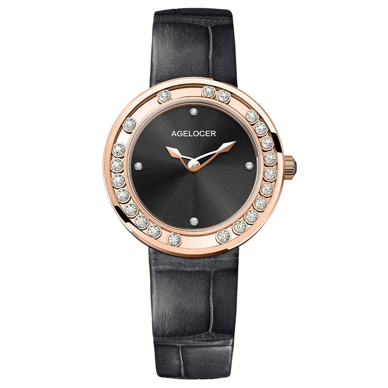AGELOCER Original Baikal Watch Diamond Women's Quartz Luxury Gold Watch Diamond Watch Birthday Gift for Women