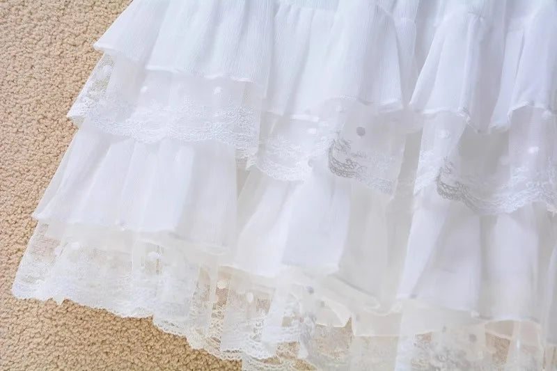 Short skirt white lace cake skirt skirt skirt female summer high waist thin a line skirt princess puffy skirt