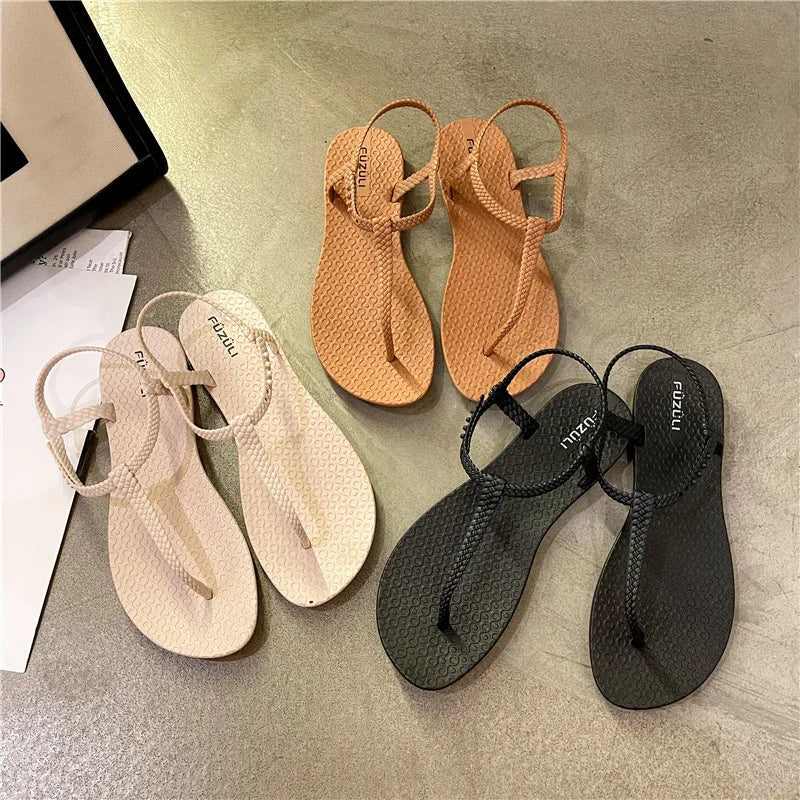 Summer Womens Bohemian Sandals Flat Flip Flops Casual Beach Shoes Comfort Open Toe Outdoor Slippers