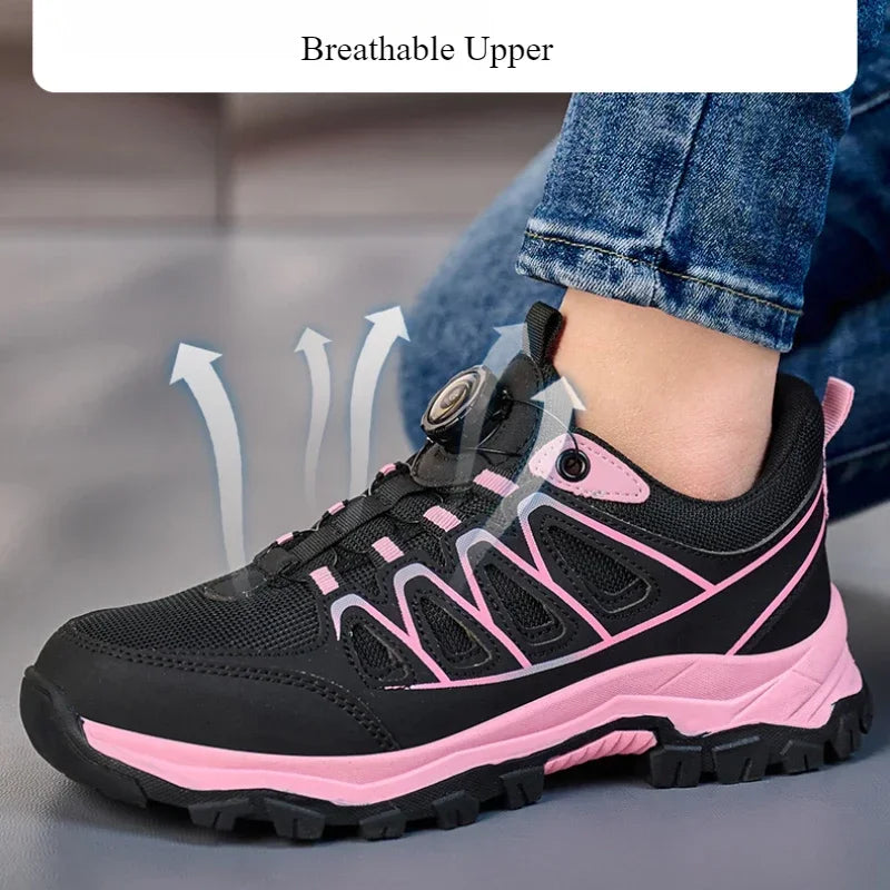 industrial safety tennis shoes for women lightweight work safety shoes steel toe work boots for women anti Puncture sneakers
