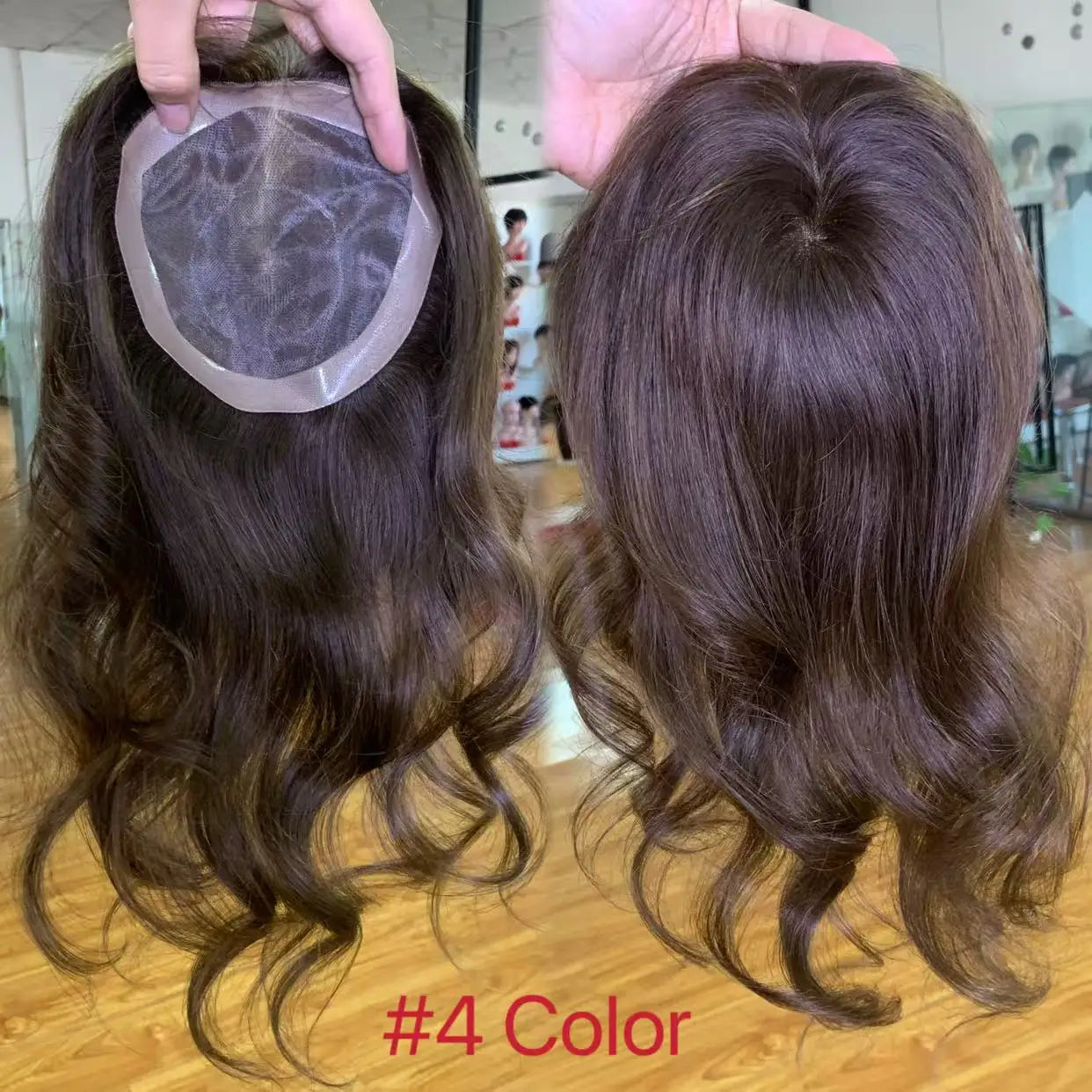 MONO Lace Toppers 6*6 inch Size European Raw Hair Women Toupee Invisible Free Part Hair Toppers Hair Extension