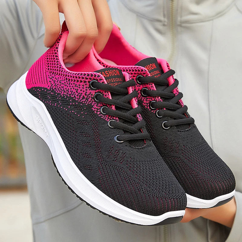 Tenis Feminino 2025 Women Vulcanized Shoes Air Mesh Light Soft Sneakers Female Flats Platform Lace Up Casual Shoes Basket Femme
