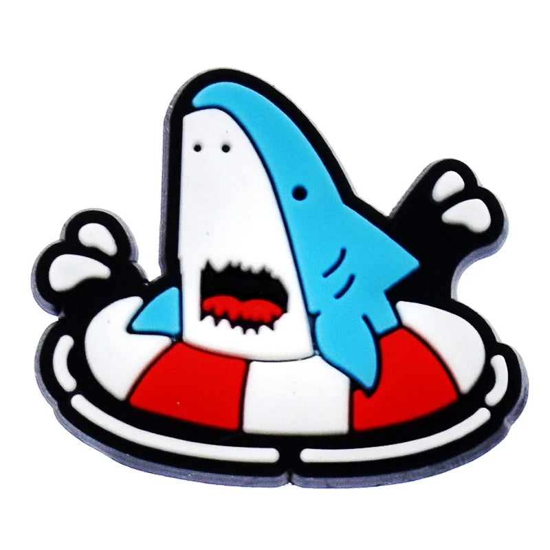 Lovely 1PCS Cartoon Shoe Charms Shark Icon Garden Shoe Accessories For Kids Party Gifts Boys Wristband Animal Button DIY