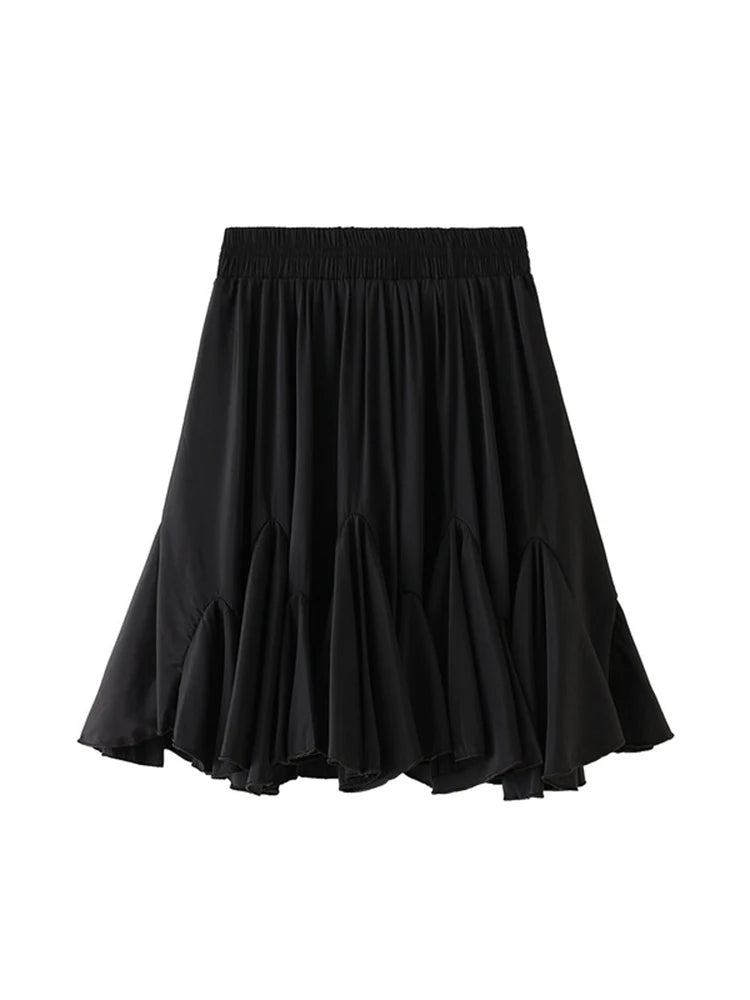 MiuKiMiYa White Pleated Mini Skirts Women Summer 2025 High Waist Irregular Pleated A Line School Black Short Skirts For Women
