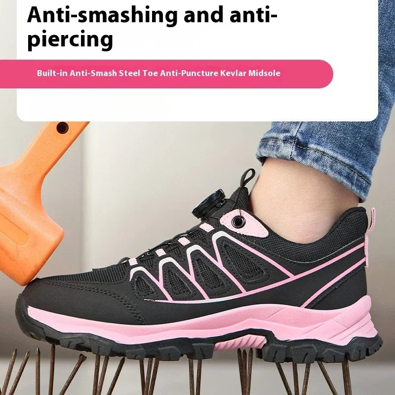 industrial safety tennis shoes for women lightweight work safety shoes steel toe work boots for women anti Puncture sneakers
