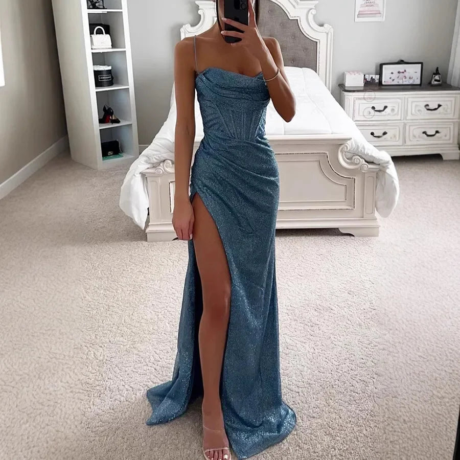 Fashionable Long Dress New Style Party Casual Loose Slit Women's Dress Elegant Evening Gown Wedding Important Occasions