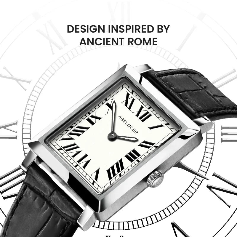 AGELOCER Original Codex Watch Women's Square Classical Quartz Watch Birthday Gift for Women