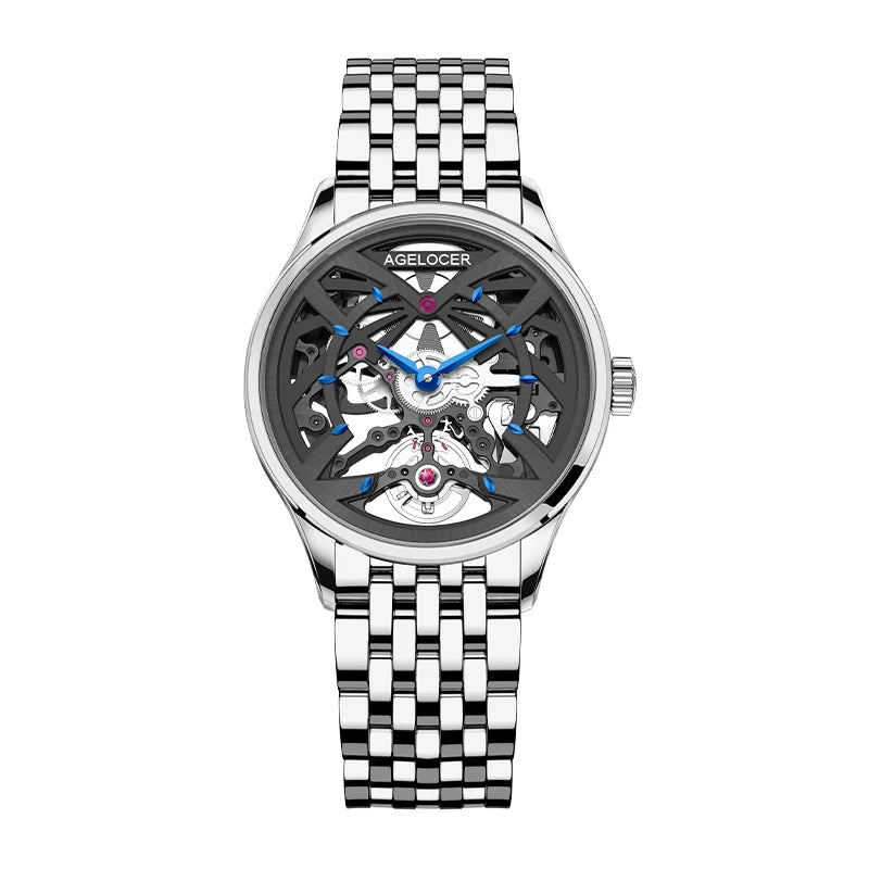 AGELOCER Original Schwarzwald Watch Women's Business Luxury Watch Skeleton Automatic Mechanical Watch Birthday Gift for Women
