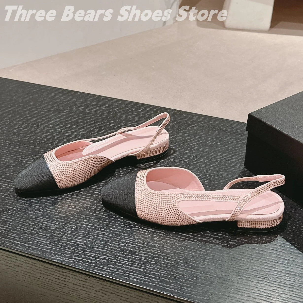 Crystal Mixed Colors Almond Shaped Toes Sling Back Zapatos Mujer Sheepskin Shallow Stiletto Heels Slip-on Woman Sandals 34-42