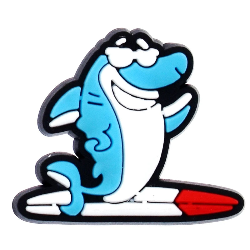 Lovely 1PCS Cartoon Shoe Charms Shark Icon Garden Shoe Accessories For Kids Party Gifts Boys Wristband Animal Button DIY