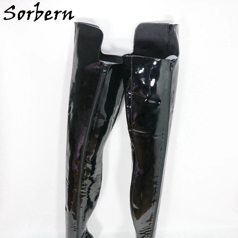 Sorbern Retro Burlesque High Heel Super Long Boots Women 85Cm Back Crotch Thigh High 95cm Front Round Toe Custom Stilettos Shoes