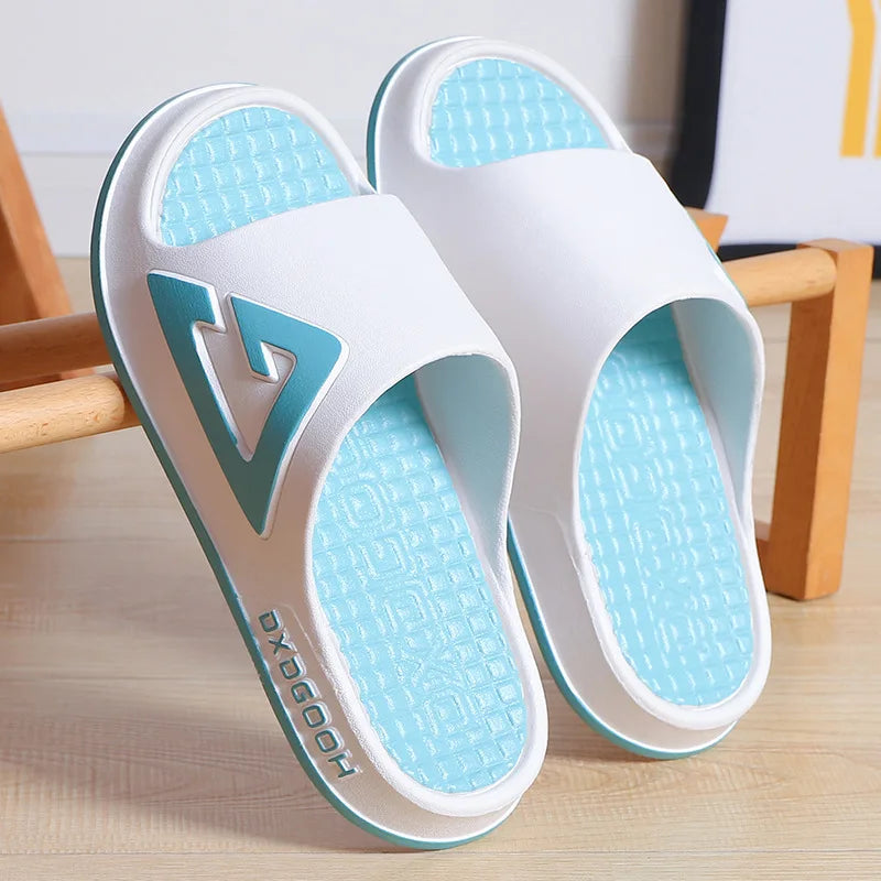 Feslishoet Women Letter Slippers Beach Slides Solid Color Mens Thick Sole Indoor Bathroom Anti Slip Shoes Summer Couple Sandals