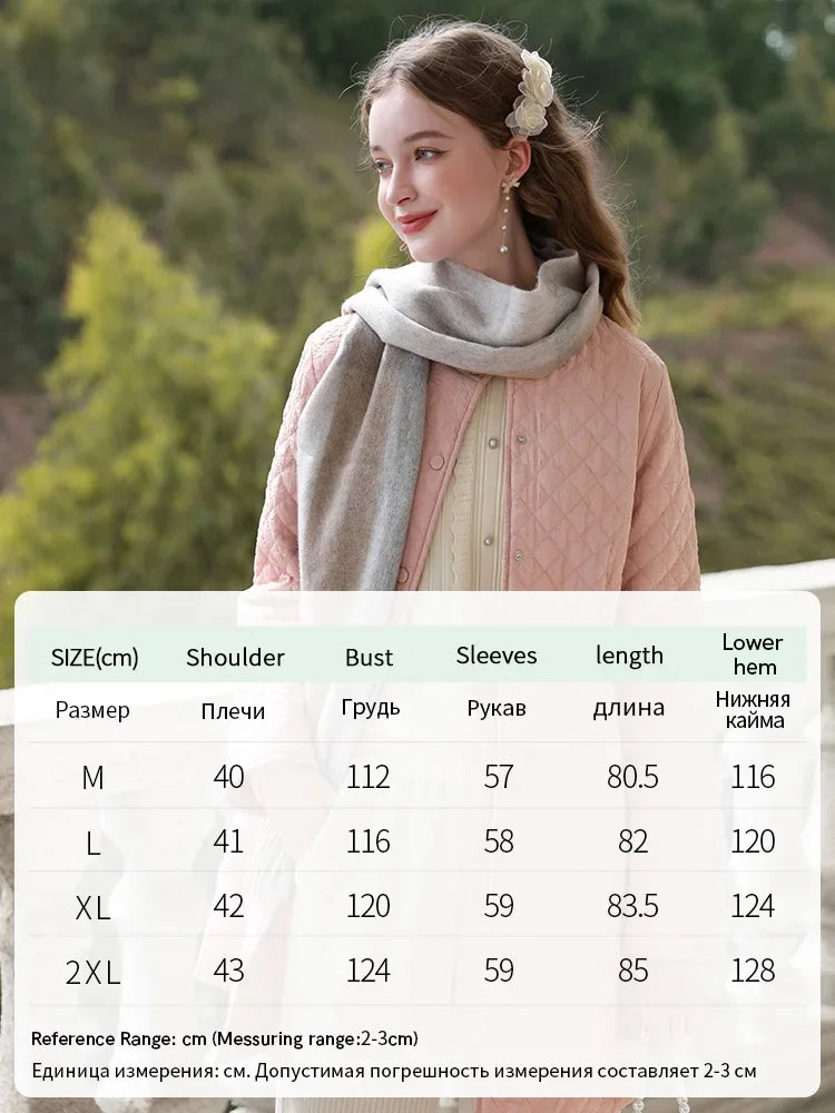 I BELIEVE YOU Small Fragrant Wind Parkas For Women Grid Long Padded Coat 2023 New Winter Outerwear Warm Jacket 2234155372