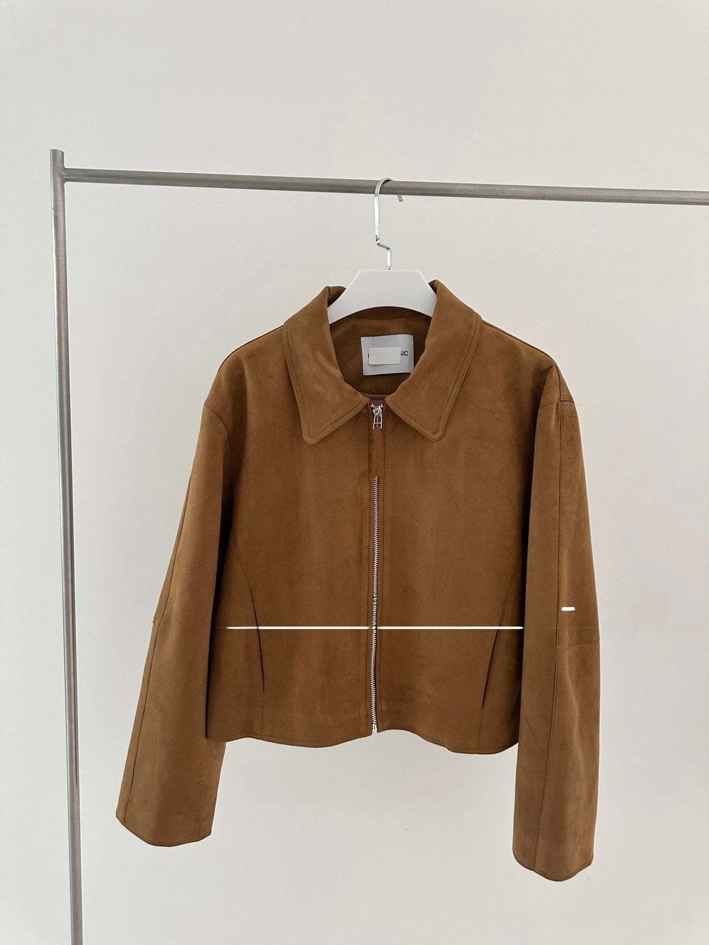 Lowclas*ic Silver Gold Suede Jaet Zipper Flip Collar Slimming Outerwear Women's Commute Sle Regular Length Autumn 2025