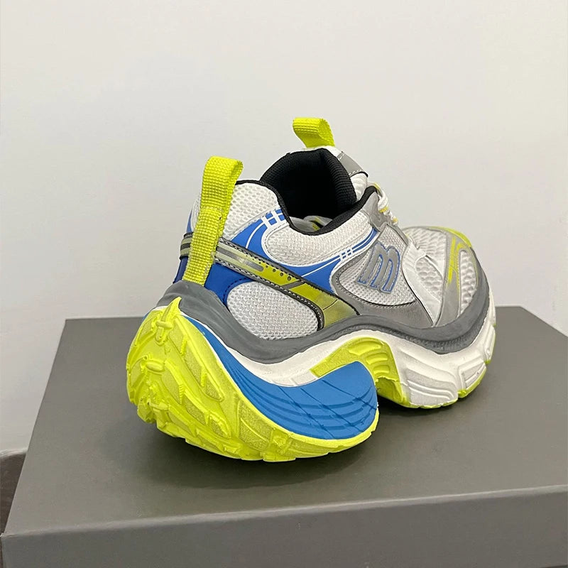 Fashion Contrast Color Design Women's Vulcanized Shoes Brand Design Thick Sole Heightening Sports Shoes Ladies New Sneakers 2025