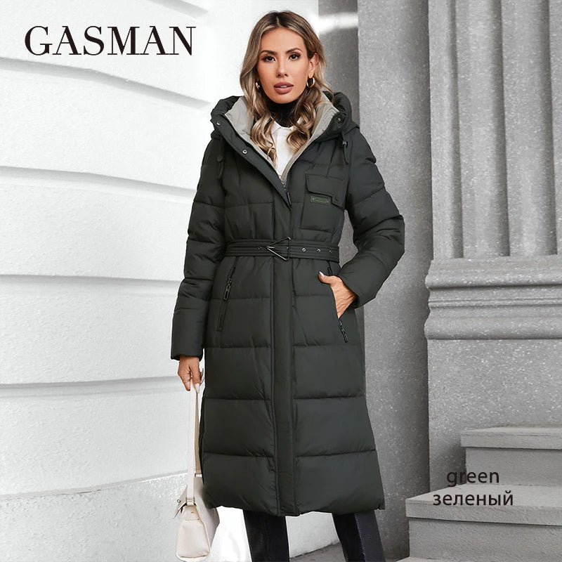 GASMAN 2024 Women's winter jacket fashion long Big pocket Coat women brand high-quality parka windproof warm down jackets 88618