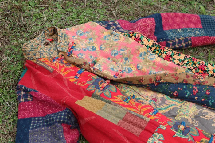 LZJN Women's Winter Single-breasted Cotton Jacket Traditional Chinese Coat Long Patchwork and Cotton Thick Jacket