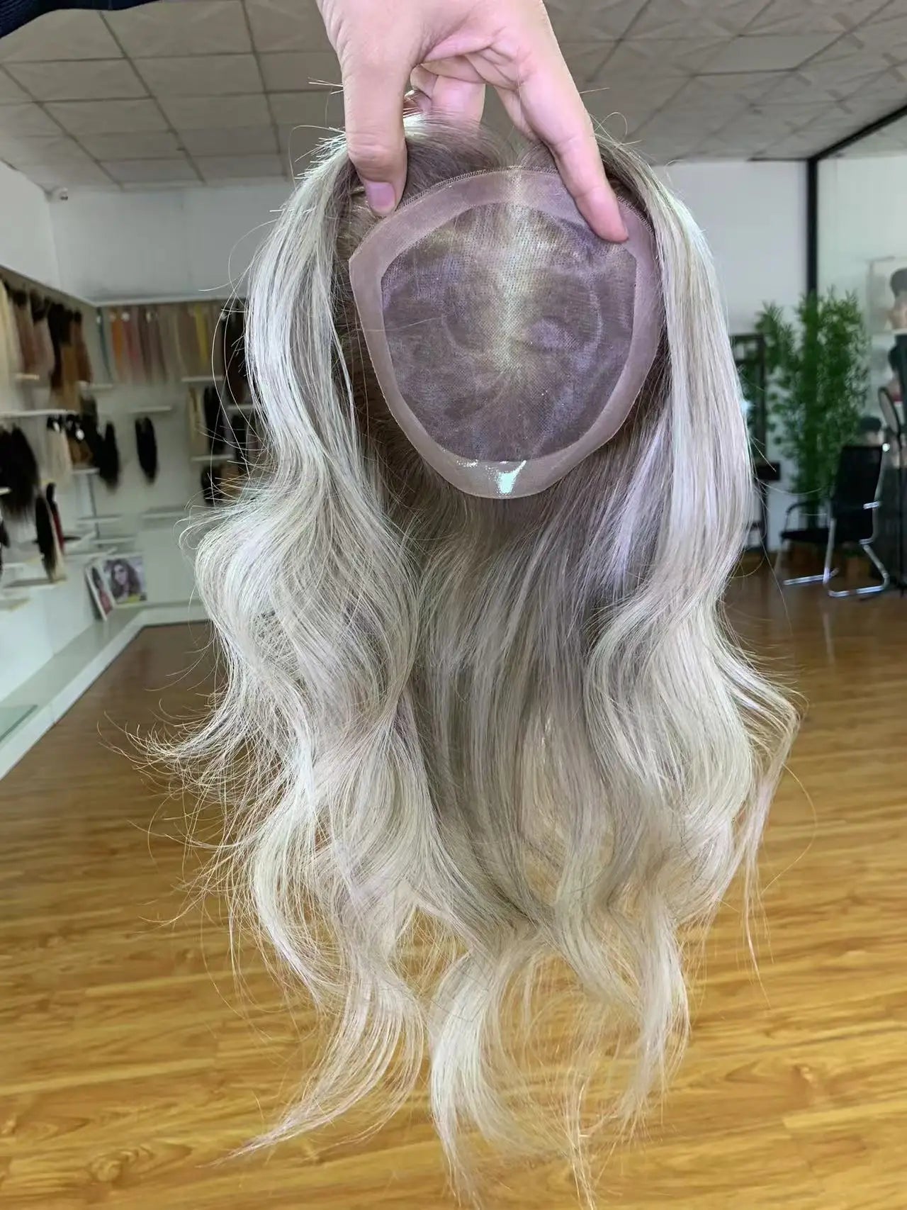 MONO Lace Toppers 6*6 inch Size European Raw Hair Women Toupee Invisible Free Part Hair Toppers Hair Extension