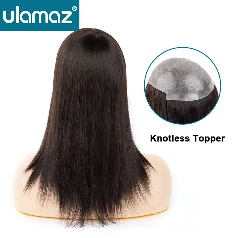 (In Stock)- Straight Hair Topper for Women Long Hair Wigs Human Hair Topper Women's Natural Hairpieces Injection Woman Wigs