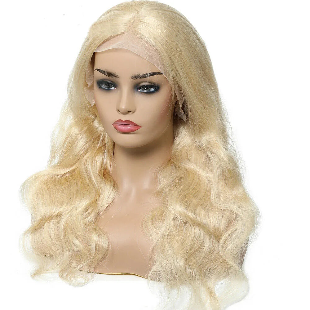 Silk Top Full Lace Wig Human Hair Light Blonde #613 Body Wave Remy Peruvian Hair Soft Silk Base Pre Plucked for Women