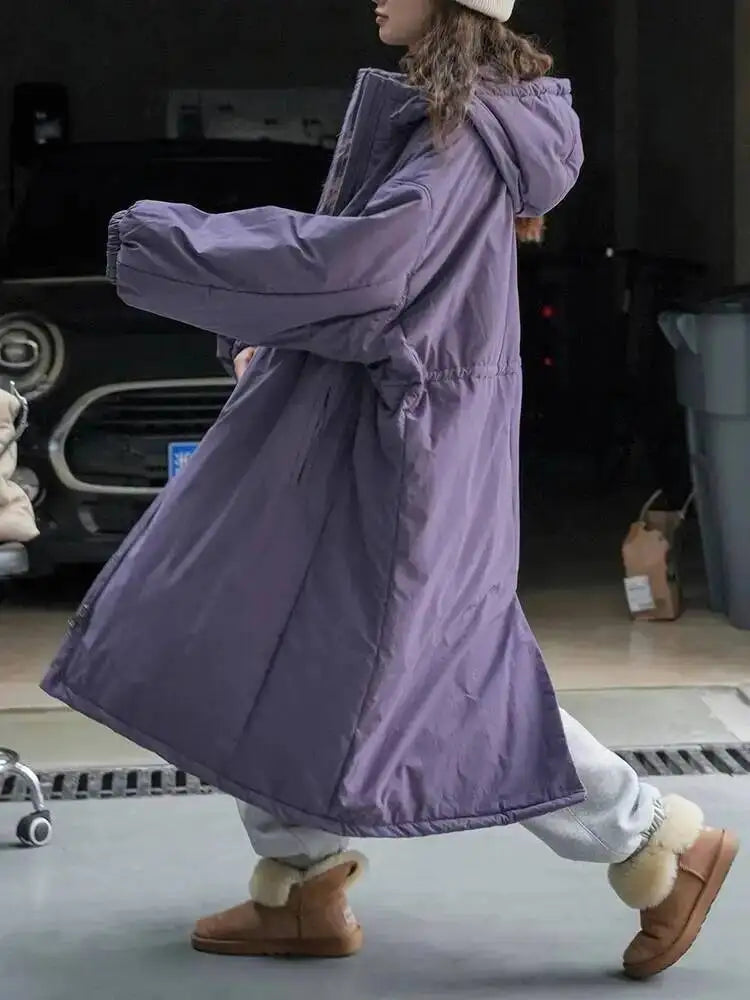 [LANMREM] Hooded Cotton Coats For Women Thick Warm Outdoors Outwear Streetwear Female Warm Clothing 2025 Winter New 26C881