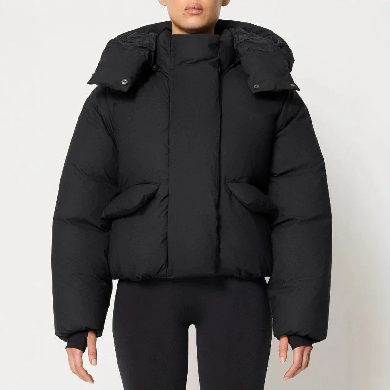 Kylie same style KHY detachable hooded zippered cotton jacket DROP002 thick warm bread coat