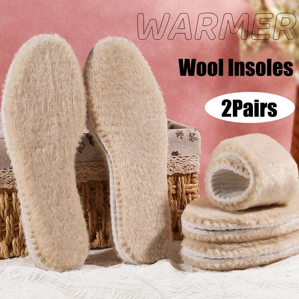 2/4Pcs Wool Felt Warm Insoles For Shoes Man Woman Thickened Cashmere Thermal Insoles for Feet Winter Snow Boots Inner Sole