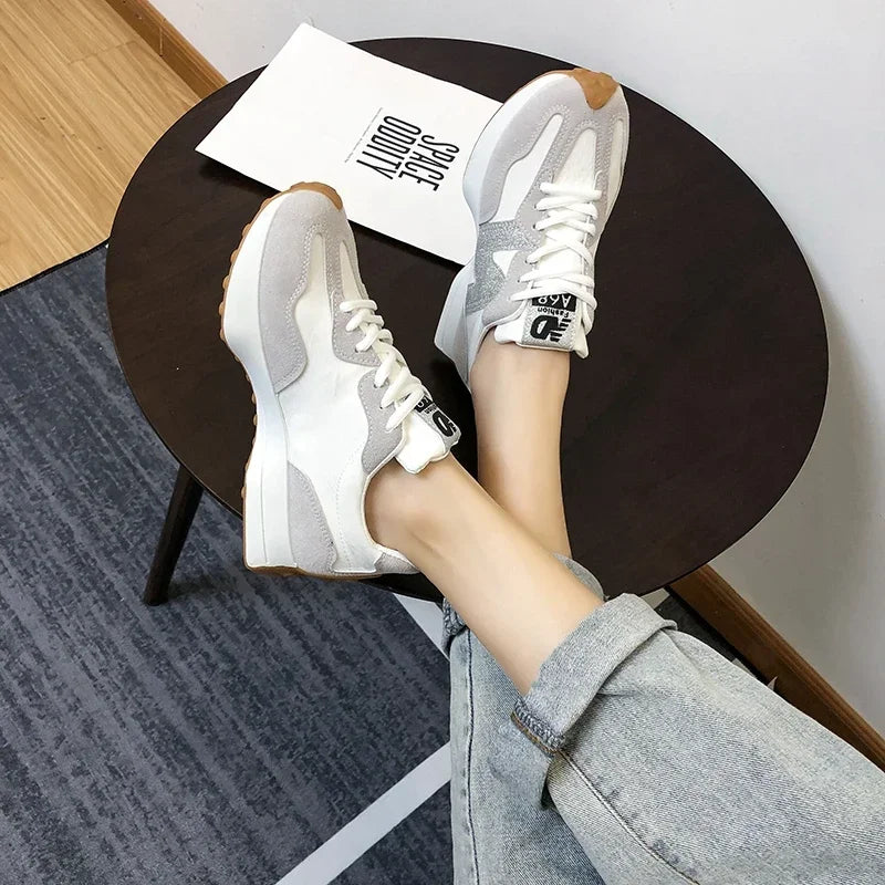 Women's Sneakers Hot-selling Fashionable Breathable Lace Comfortable Women's Shoes Casual Thick Sole Brand Running Sports Shoes