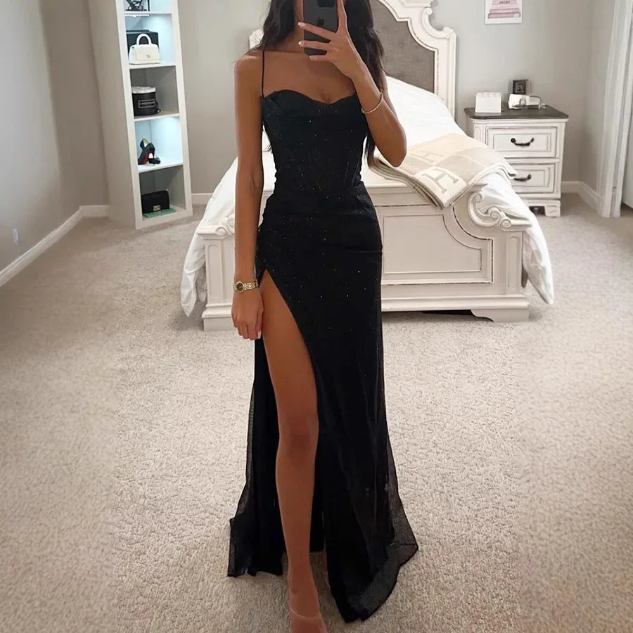 Fashionable Long Dress New Style Party Casual Loose Slit Women's Dress Elegant Evening Gown Wedding Important Occasions
