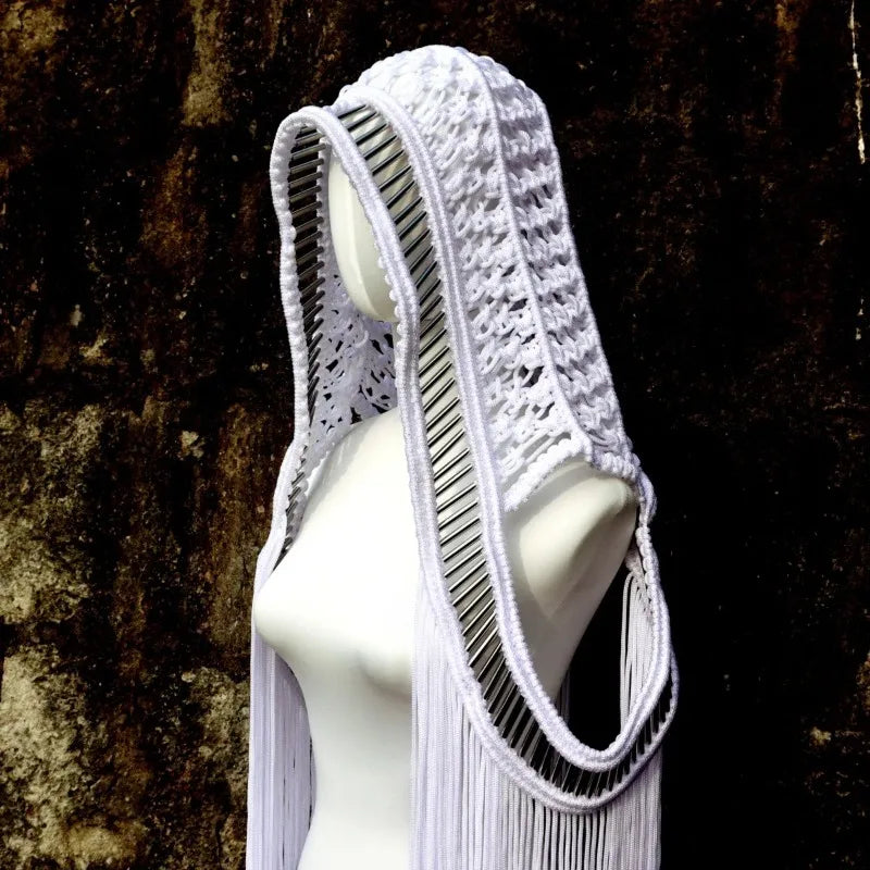 Leosoxs Handmade Crochet Knitted Cover Ups Sleeveless Women Long Cloak 2024 Summer Holiday Beachwear Sexy Solid Tassel Outfits