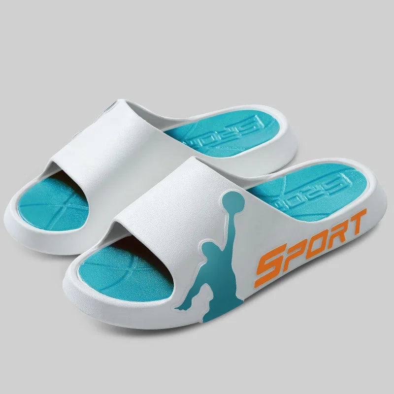 Feslishoet Women Letter Slippers Beach Slides Solid Color Mens Thick Sole Indoor Bathroom Anti Slip Shoes Summer Couple Sandals