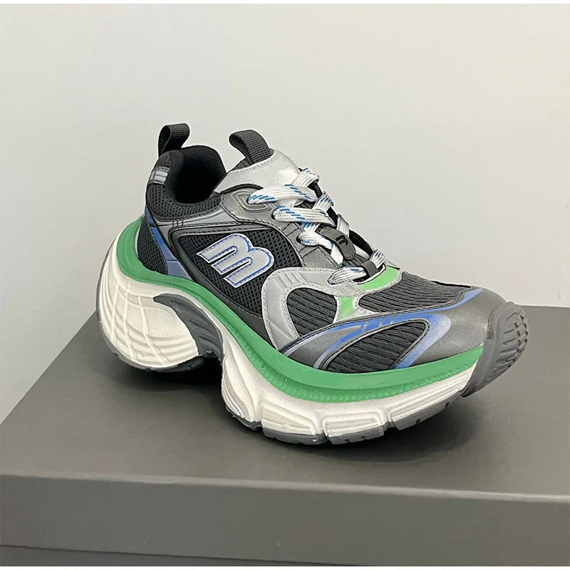 Fashion Contrast Color Design Women's Vulcanized Shoes Brand Design Thick Sole Heightening Sports Shoes Ladies New Sneakers 2025