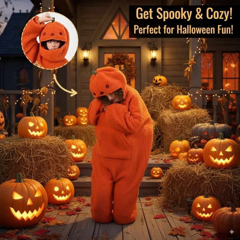 Halloween Lamb Pumpkin Sweatshirt Winter Clothes Pumpkin Jacket Autumn Cute Head Plush Decorated Hoodie Loose Warm Pullover Top