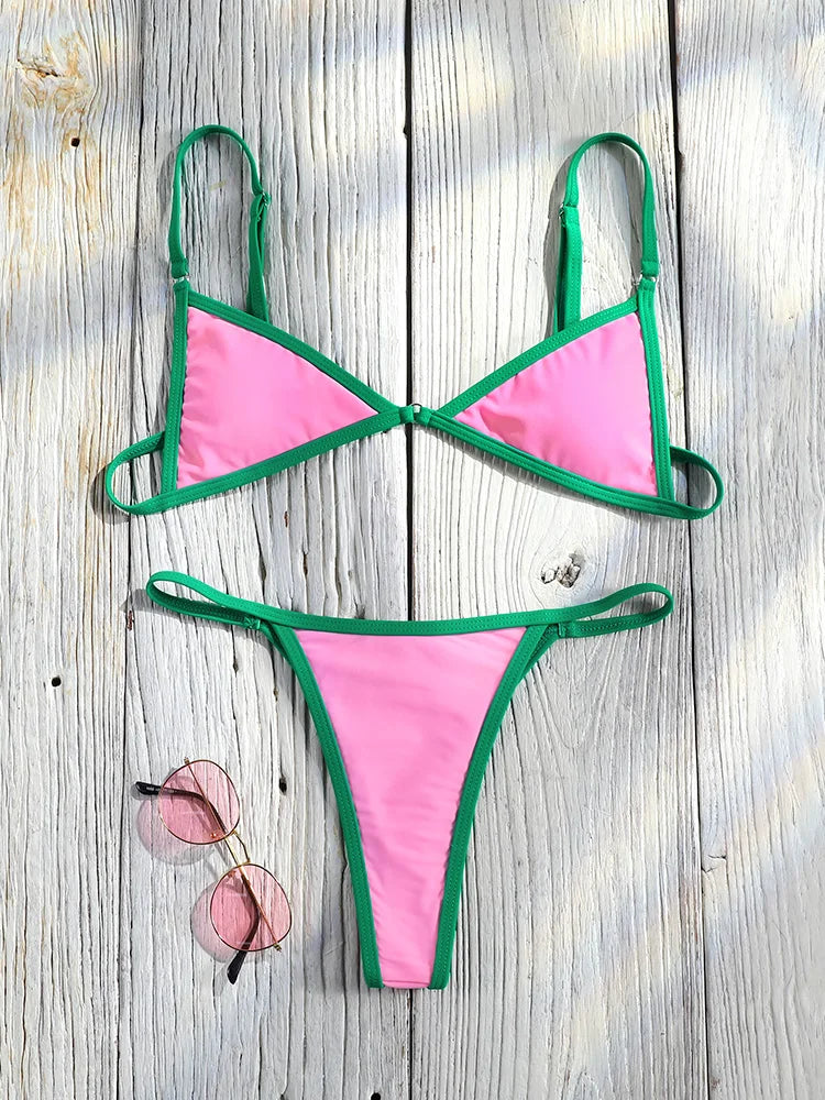 Miyouj Printed Bikini Sets 2025 Swimsuits Bandage Bathsuit Women's Swimwear Hollow Out Bathwear Sexy Two Piece Suit New Bikinis