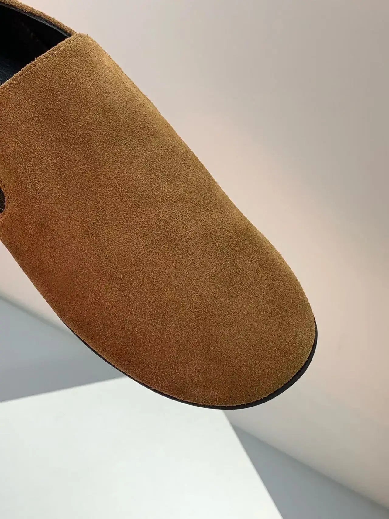 L2517  Slip-On Rubber Sole Loafers Old Money Casual Style Susde Genuine Leather Solid Shoes For Women 2025 New Spring