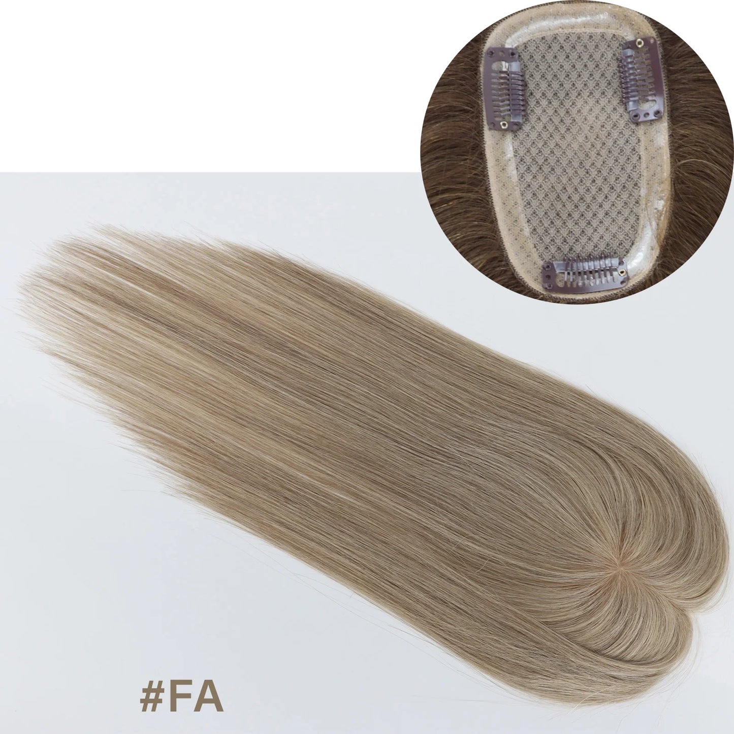 8x12cm Human Hair Topper Silk Top Remy European Hair Full Hand Made Silk Base Soft Breathable with Clips in Various Color Choice